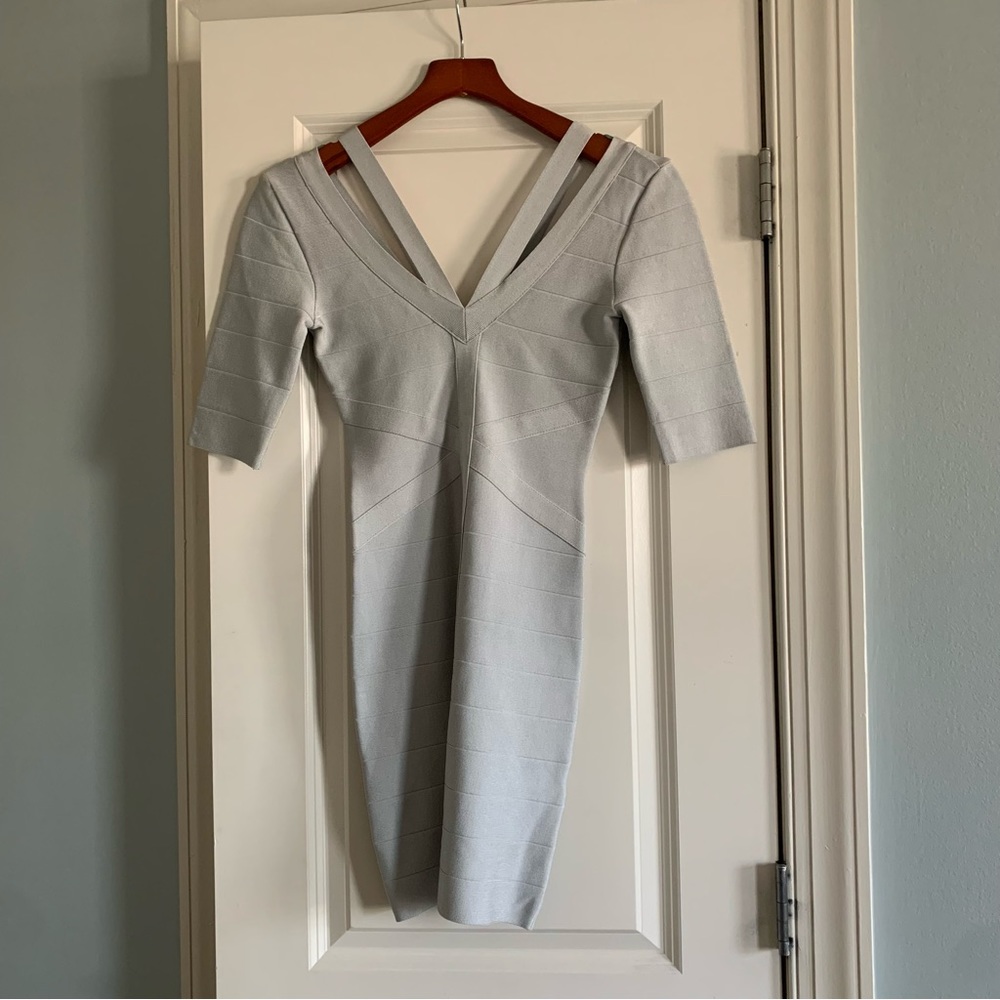 Bebe Light Gray Bandage Dress